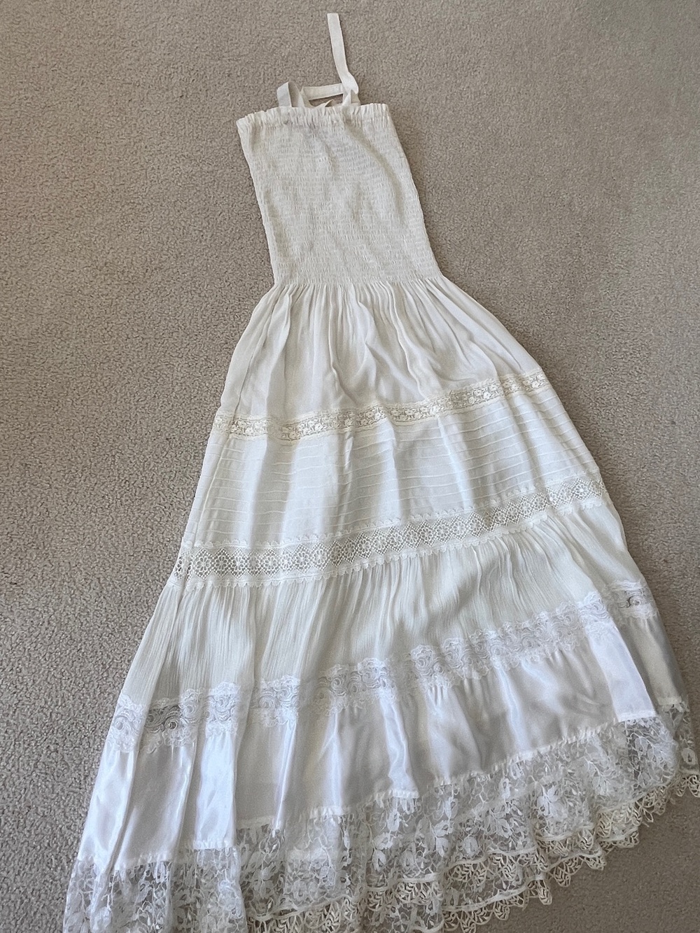 White Lace Tiered Maxi Sundress